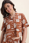 Zivame Harry Potter Knit Cotton Loungewear Set - Caremal Caf — thumbnail 5